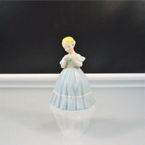 Vintage 1970s Holland Mold Girl With Flower Blue Dress Ceramic Figurine 10"